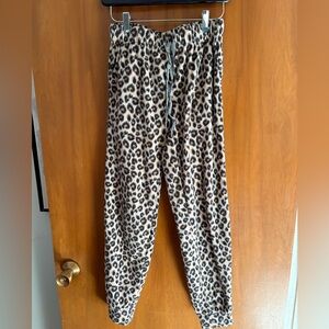 George Leopard Print Fuzzy pants  in Beige and Brown